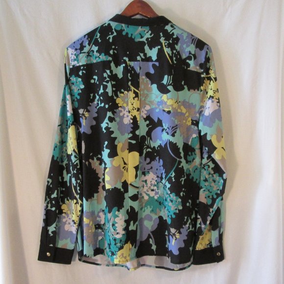Worthington Stretch Women's Long Sleeve Blouse Sz XL Floral Print Gold B… - Picture 2 of 5